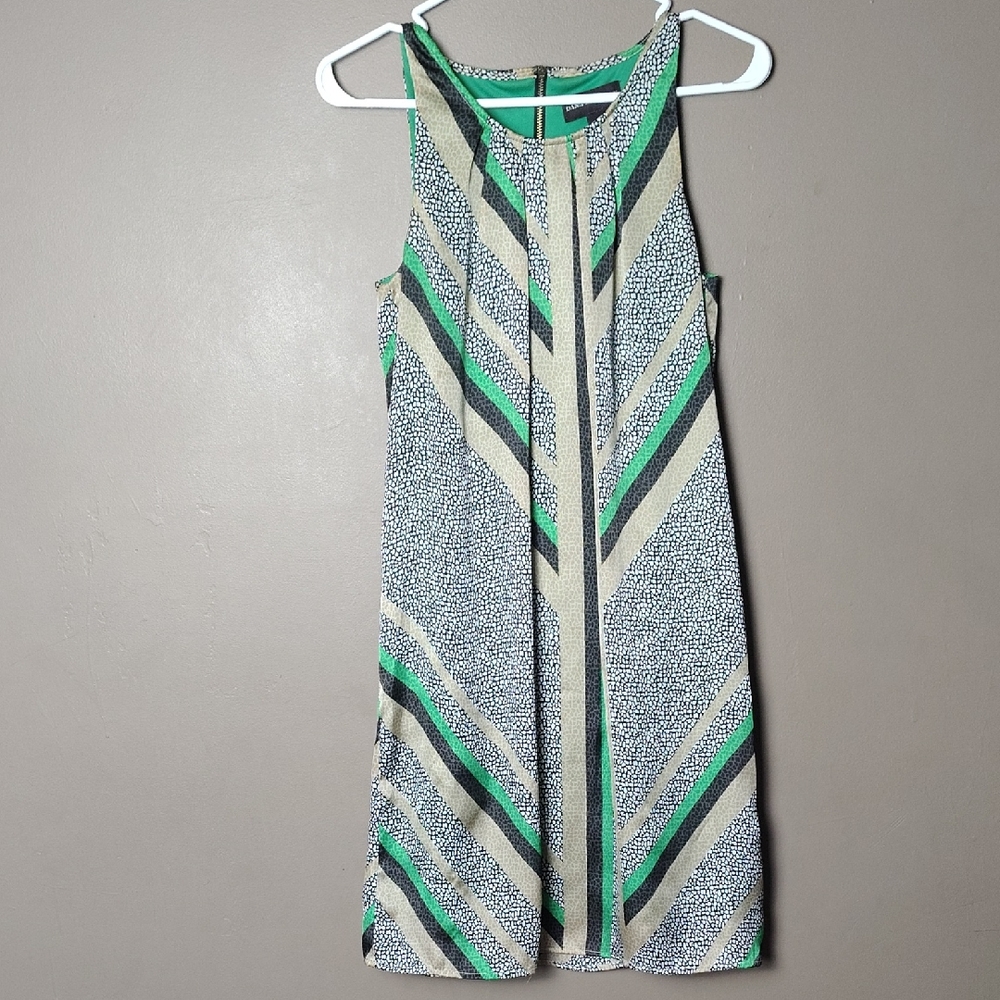 Dana Buchman Green/Black/Gold Patterned Sleeveless Dress Size S